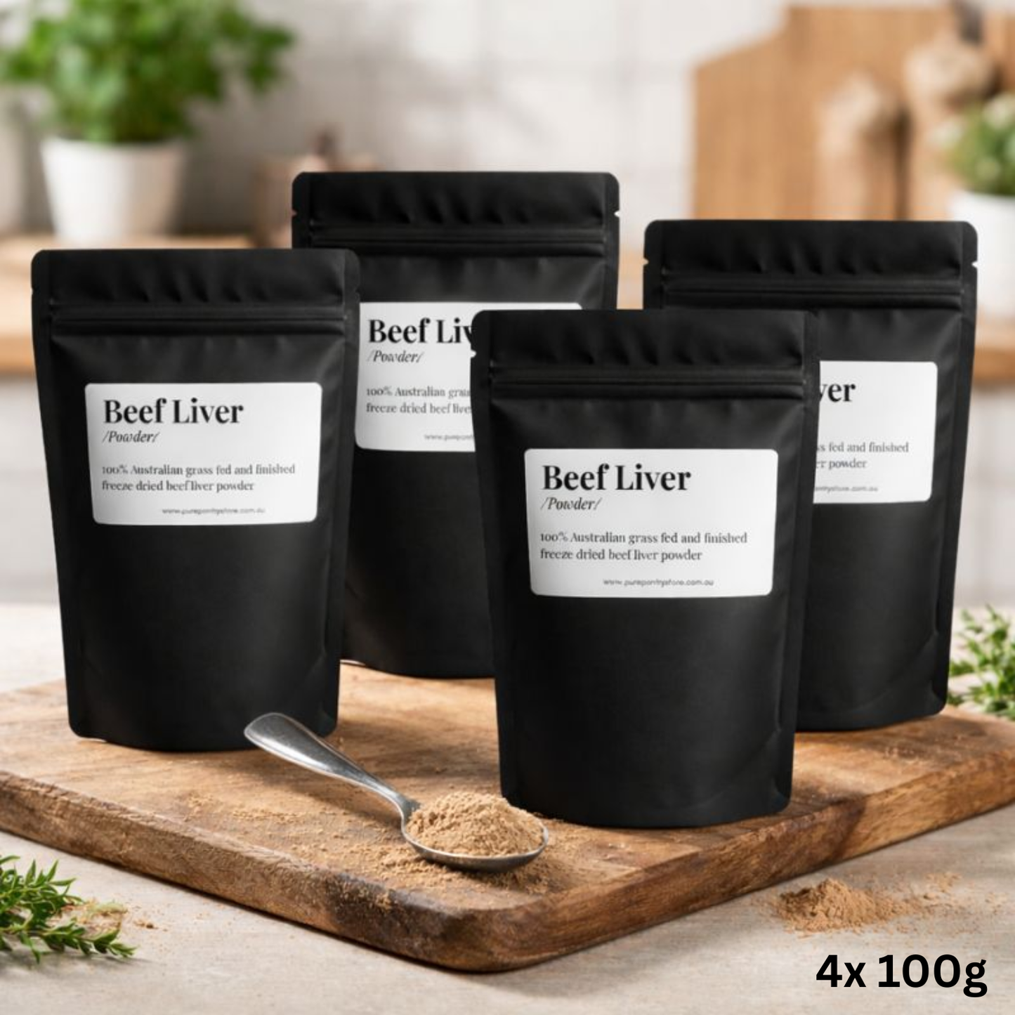 4x 100g Organic Beef Liver Powder – Australian Grass-Fed & Finished Freeze-Dried Beef