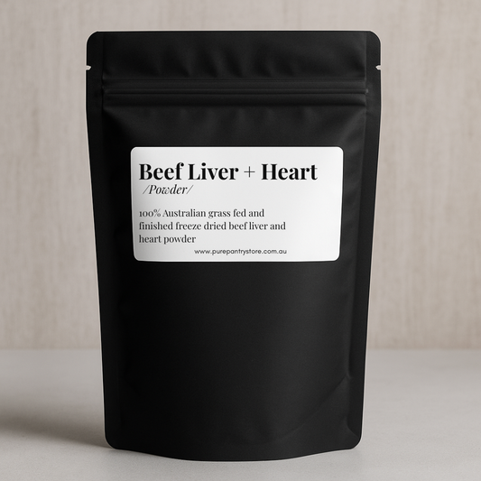 Organic Beef Liver & Heart Powder- Australian Grass Fed & Finished Freeze-Dried Beef 100g